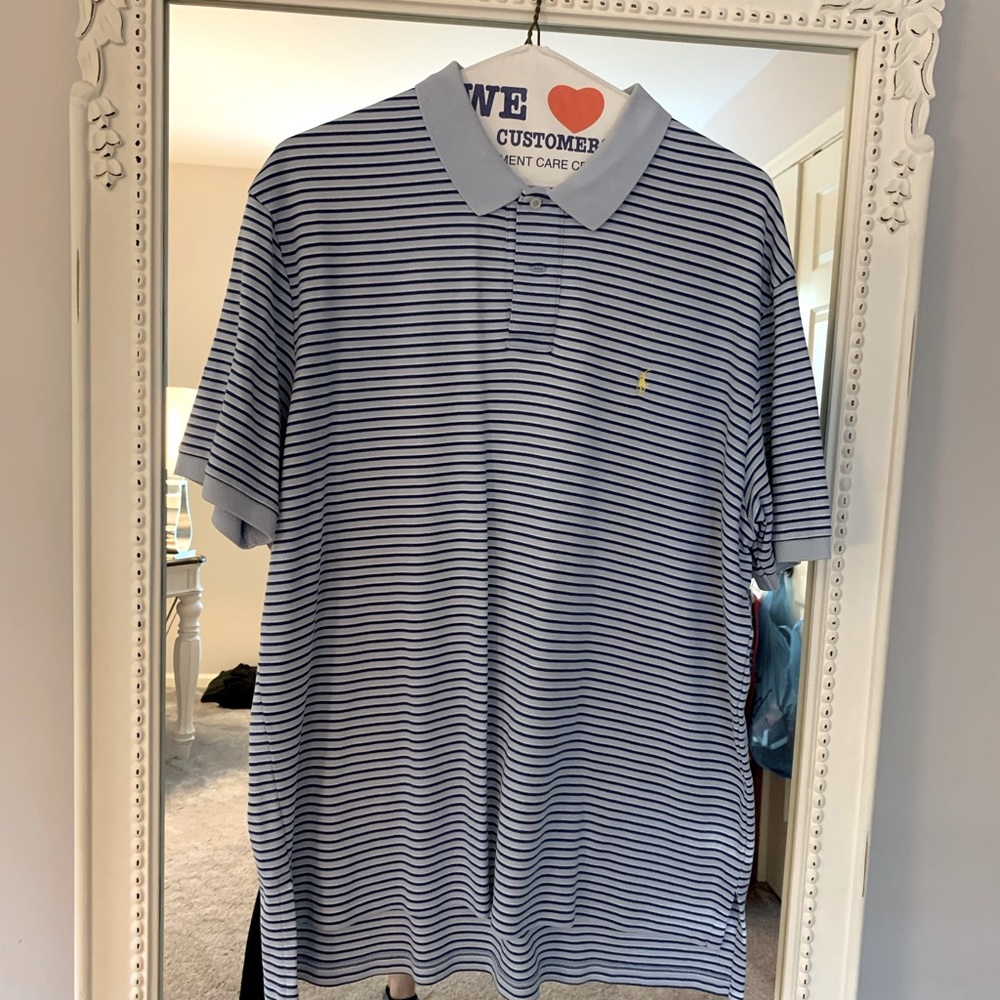 Men’s Light Blue Striped Polo Shirt